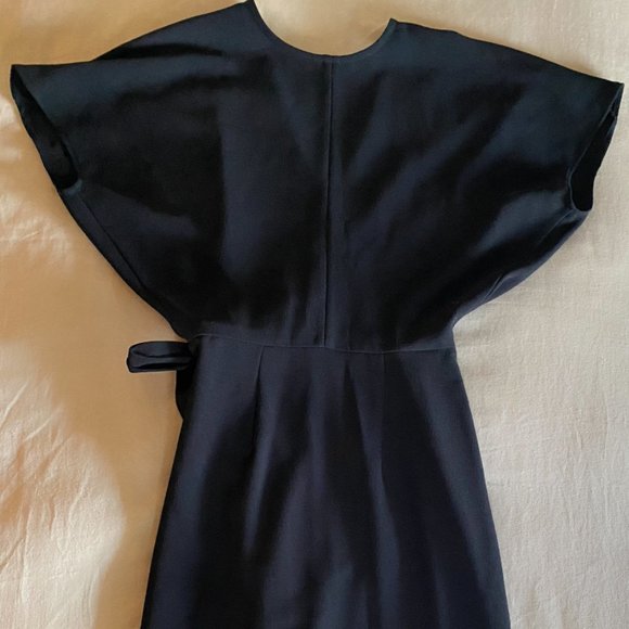 Topshop Midi Wrap Dress Black Sz S - Picture 4 of 5